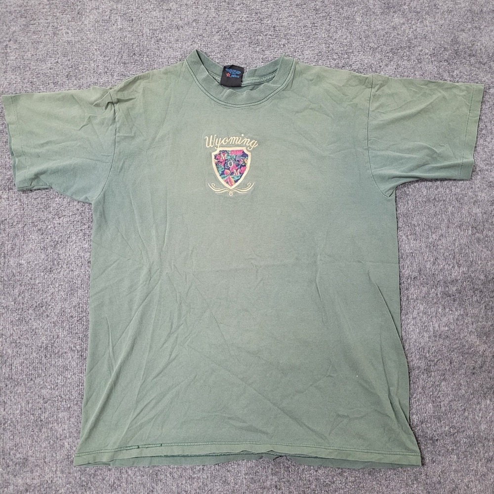 Soffe's Choice T-Shirt Womens Size L Green Wyoming Mom Vintage Cotton Tee